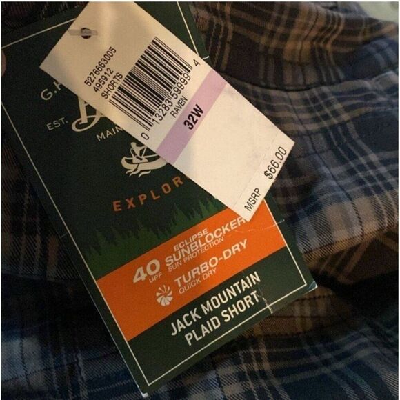 G.H. Bass and Co. Jack Mountain Plaid Shorts 32 Quick Dry 40UPF New - Picture 8 of 10